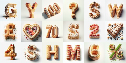 Fototapeta premium Napoleon cake Lettering Typeface. AI generated illustration