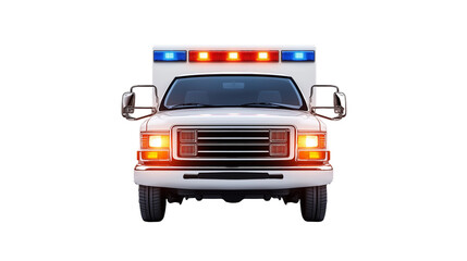 Emergency ambulance transport automobile isolated on white. Generative ai 