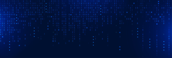 AI tech background. Digital circuits converge, creating a futuristic data flow. The visual is perfect for a tech banner. Futuristic tech. Blue neon color.