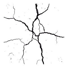 Split lines in the concrete, fissured ground, or cracks in the wall. Pattern of vector cracks on a wall backdrop 
