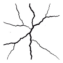 Split lines in the concrete, fissured ground, or cracks in the wall. Pattern of vector cracks on a wall backdrop 
