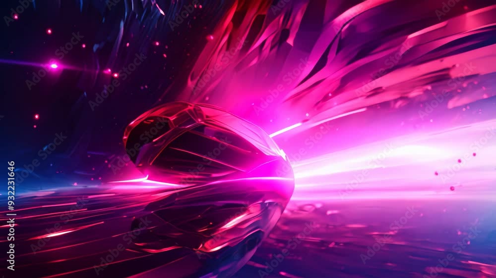 Poster car on the road with motion blur background. 3d illustration, abstract expressionism meets hyperreal