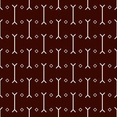 Tribal wallpaper. Seamless image. Geometric backdrop. Ethnic ornament. Folk pattern. Mosaics motif. Grid background. Digital paper. Textile print. Abstract web illustration. Vector art.