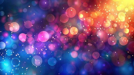 An abstract background of glowing purple and yellow circles on a dark background.