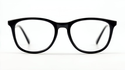 Fototapeta premium A pair of black eyeglasses displayed against a plain background.