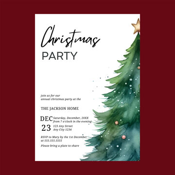 Modern Christmas Tree Party Invitation