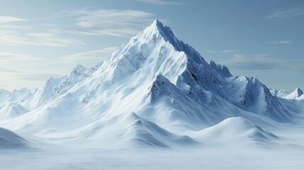 majestic snowcapped mountain peak crisp white against azure sky hyperrealistic 3d rendering isolated on pure white background