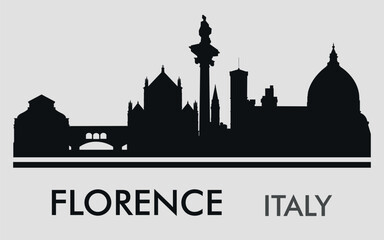 The city skyline. Florence, Italy. Silhouettes of buildings. Vector on a gray background