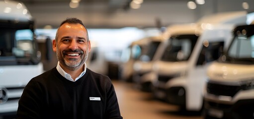 Salesman showing trucks