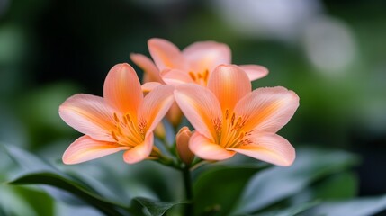 Fototapeta premium Bright orange flowers bloom among stones in a garden during springtime