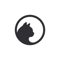 Cat icon. Cute cat. Wild animal. Mascot. Character design. Kitten. Animal sign. Veterinary clinic icon. Logo template. Cartoon cat. Panther logo. Stylish animal logo. Wild cat. Animal silhouette.