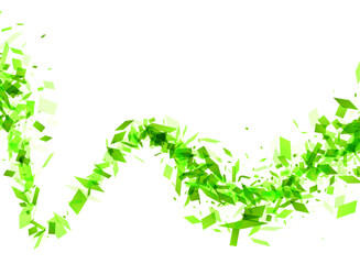 An energetic burst of green confetti pieces, creating a dynamic and festive atmosphere, symbolizing celebration, growth, and vitality on a white backdrop.