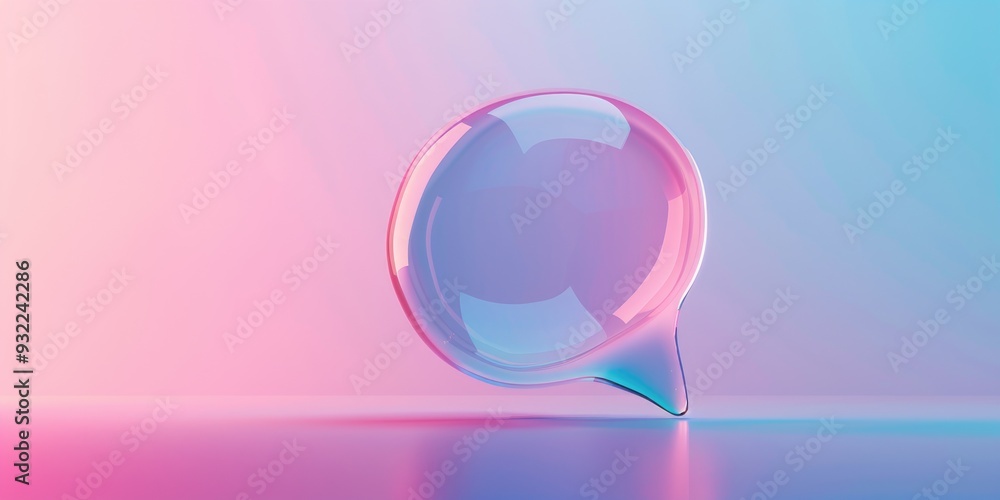 Poster minimalistic 3d dialogue bubble in mechanical design with color codes 000036 and ef280c