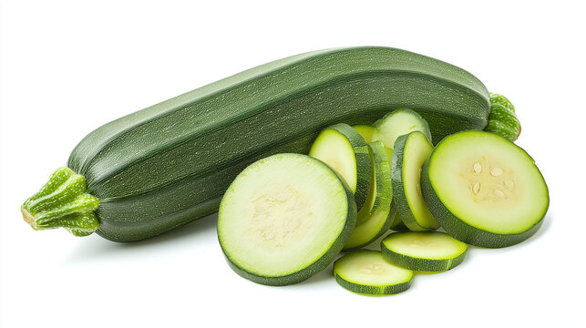green zucchini isolated on white background