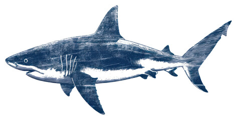 Fototapeta premium PNG Antique of shark drawing animal sketch.
