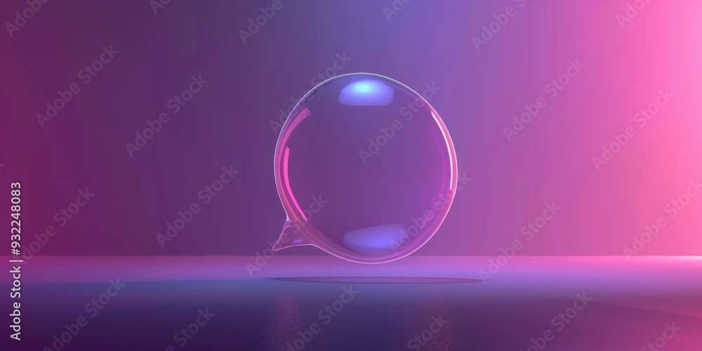 Poster minimalist 3d speech bubble in mechanical design featuring color codes 000036 and ef280c