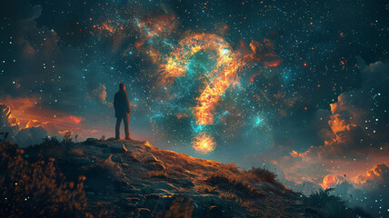 Obraz premium Question mark in the sky close up