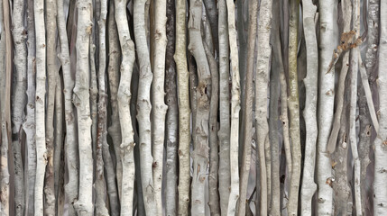 Obraz premium A row of long, thin branches that are arranged in a pattern