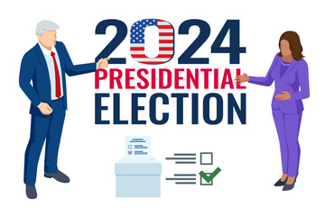 2024 United States of America Presidential Election banner. 2024 United States of America Presidential Election banner. Voting on 2024 presidential Election. Republicans, democrats