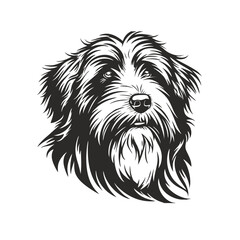 bearded collie dog, vector head. Laser cut file