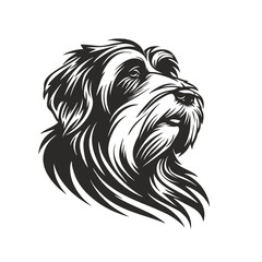 bearded collie dog, vector head. Laser cut file