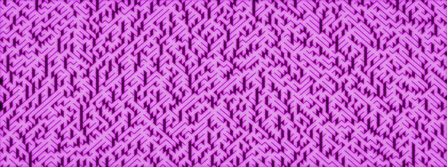Glowing magenta labyrinth, abstract 3d maze pattern with a blur background