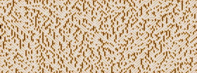 Glowing ink labyrinth banner, abstract 3d maze pattern with blur background