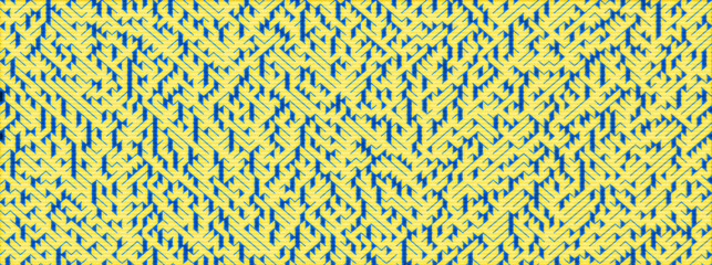 Blue and yellow maze pattern, abstract 3d labyrinth texture background