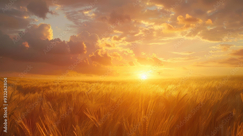 Sticker Golden Wheat Field at Sunset