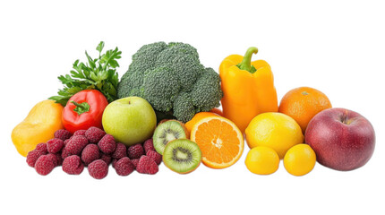 High vitamin fruit and vegetable png isolated set in 3d transparent using for presentation.