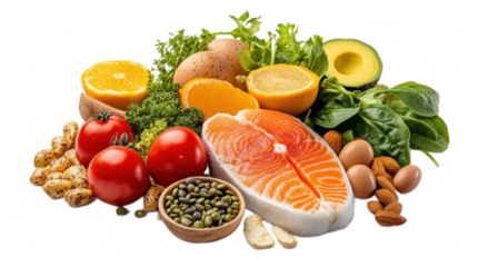 Nutrition food png collection in 3d transparent for product presentation.