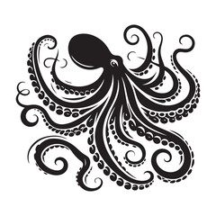 Abstract Octopus silhouette. Isolated animal. Vector illustration, Octopus silhouette white background