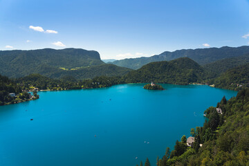 View of Lake Bled and Bled Castle, Slovenia
