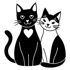 Obraz premium a loving cat couple with white background 