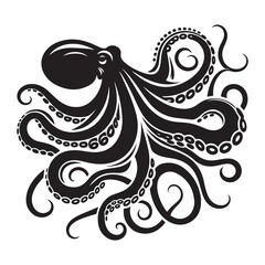Abstract Octopus silhouette. Isolated animal. Vector illustration, Octopus silhouette white background