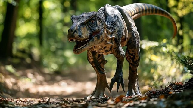 big carnivore Dinosaur walking in deep forest
