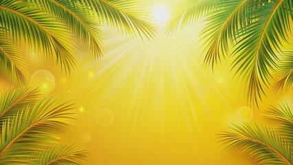Fototapeta premium Summer vacation holiday copy space on sunny yellow background, summer, vacation, holiday, copy space, yellow, background