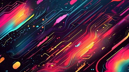 Abstract technology background design in retro futurism style