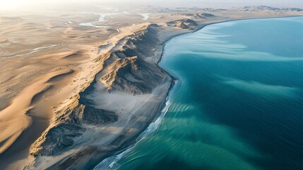 Aerial view of coastal desert in the Persian Gulf
