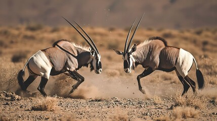 Gemsbok fight in the wild