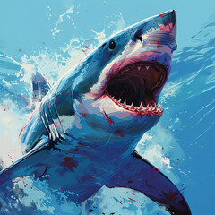 Sharks - shark, ocean, water, attack, predator, sea, marine, wildlife, teeth, jaws, nature, powerful, blue, splash, aggressive, dangerous, aquatic, fish