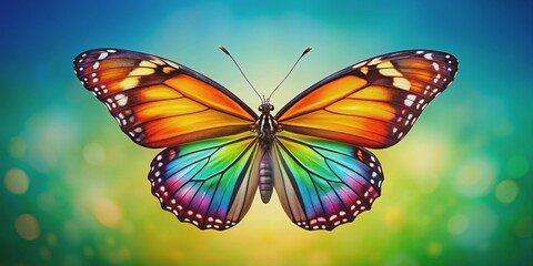 Butterfly with vibrant wings spread, insect, nature, colorful, beautiful, wings, butterfly, flutter, delicate, symmetrical