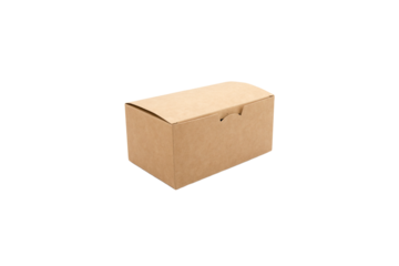 Cardboard food box, used to sell fast food, ready-made food, portion in retail. Empty Box Isolated on White Background, Closed