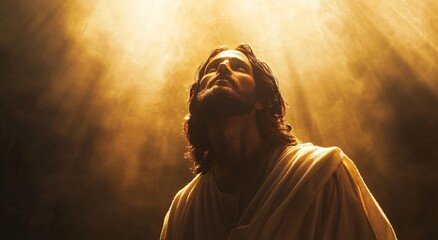 Portrait of Jesus Christ with Starry Sky Background