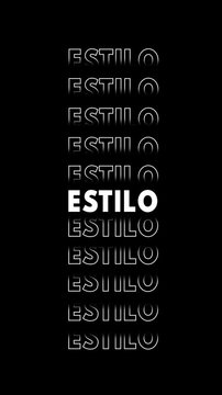 V&iacute;deo com a palavra "estilo" em branco com efeito de glitch, multiplicada verticalmente.