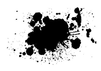 Splatter Paint Texture . Black Spray Blot of Ink. Place illustration Over any Object to Create Grungy Effect . hand drawn. Not AI, Vector.