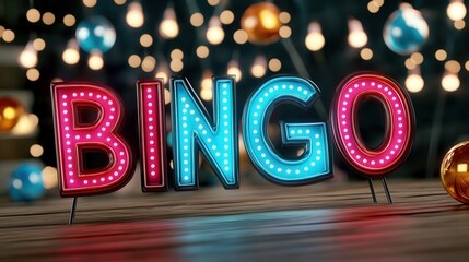 neon lights that say "BINGO"  