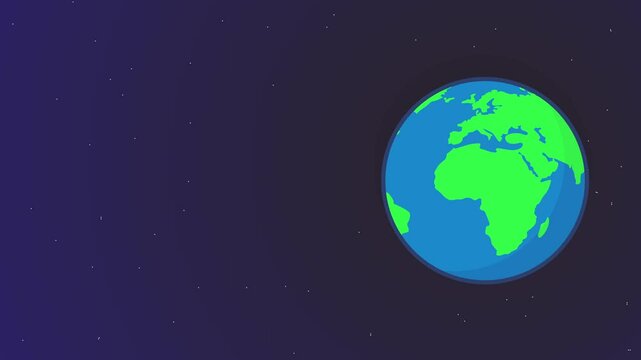 Spinning earth animation, background illustration of planets from outer space, suitable for stock motion graphics about the solar system.