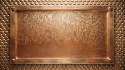 Hammered copper plate with a lustrous, dimpled surface, copper, plate, texture, hammered, metallic, shiny, dimpled