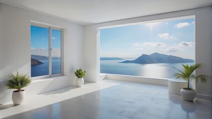 Minimalist room in Santorini with sea views , Santorini, minimalist, room, sea views, white, elegant, modern